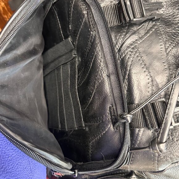 Vintage Patched Leather Multi Pocket Backpack - Picture 13 of 15